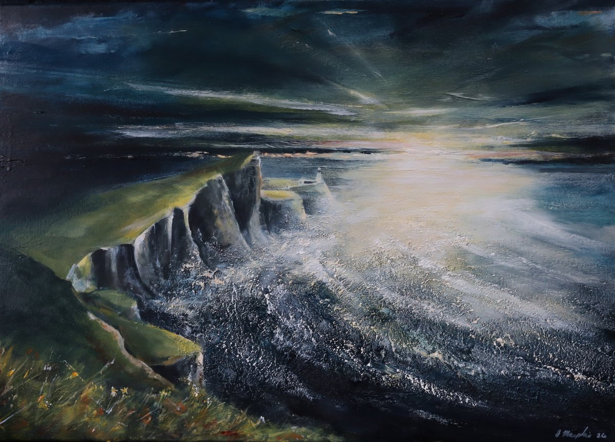 Impressionistic Landscape Acrylic Painting By Ian Macphie, 33 X 23, Neist Point, Original Artwork