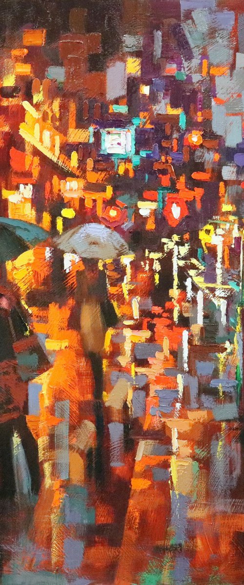 Evening Rain in Sullivan Street by Chin H Shin