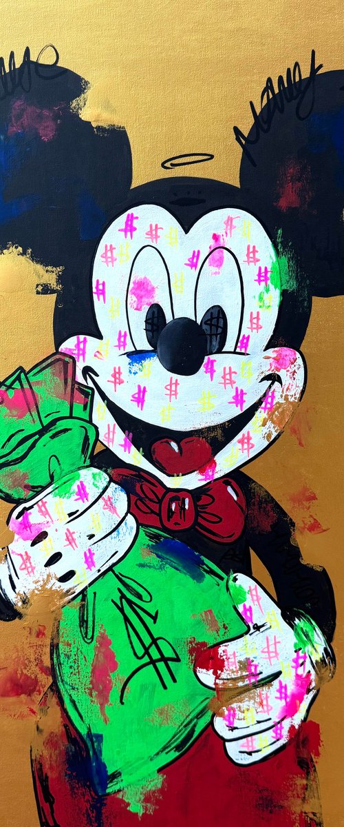 Mickey Mouse bag of money by Carlos Pun Art