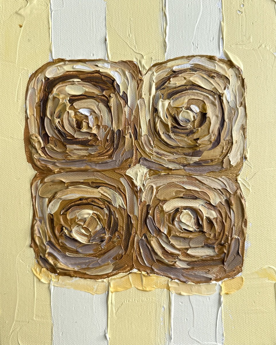 Impressionistic Still Life Acrylic Painting By Guzaliya Xavier, 8 X 10, Whats For Brekkie:cinamon Roll, Original Artwork