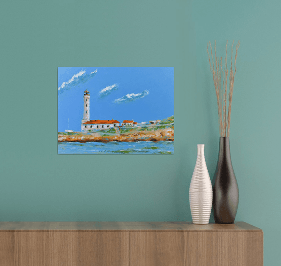 Lighthouse Stoncica in Croatia. Adriatic sea