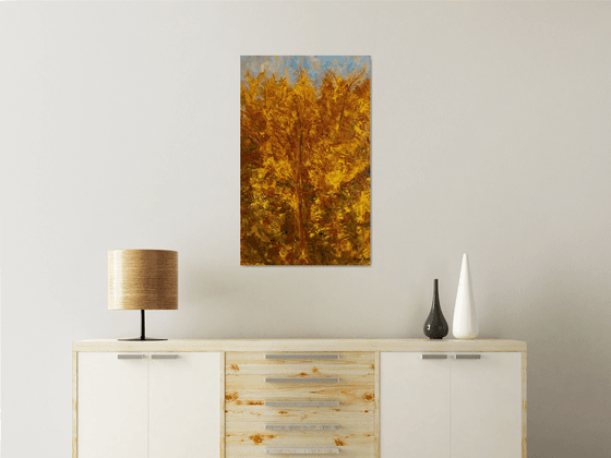 Autumn Blue Sky, Large Textured Palette Knife Painting