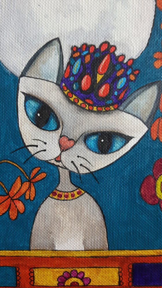 Candy Crown Cat Princess Painting