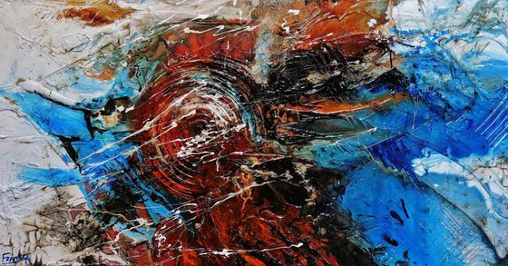 Rusted Overland 190cm x 100cm Blue Orange Abstract Art