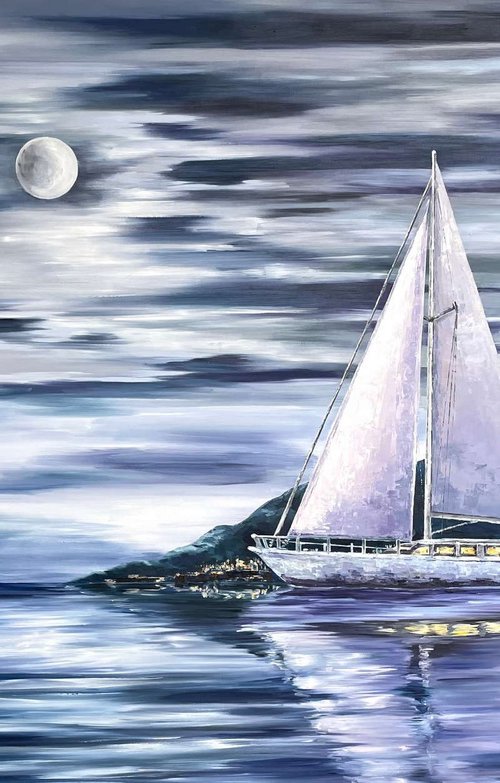 Moon Sailboat by Tanya Stefanovich