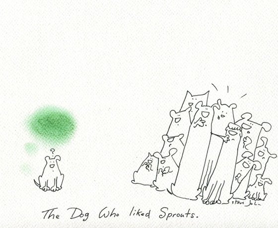The Dog who liked Sprouts. Cartoon Artwork