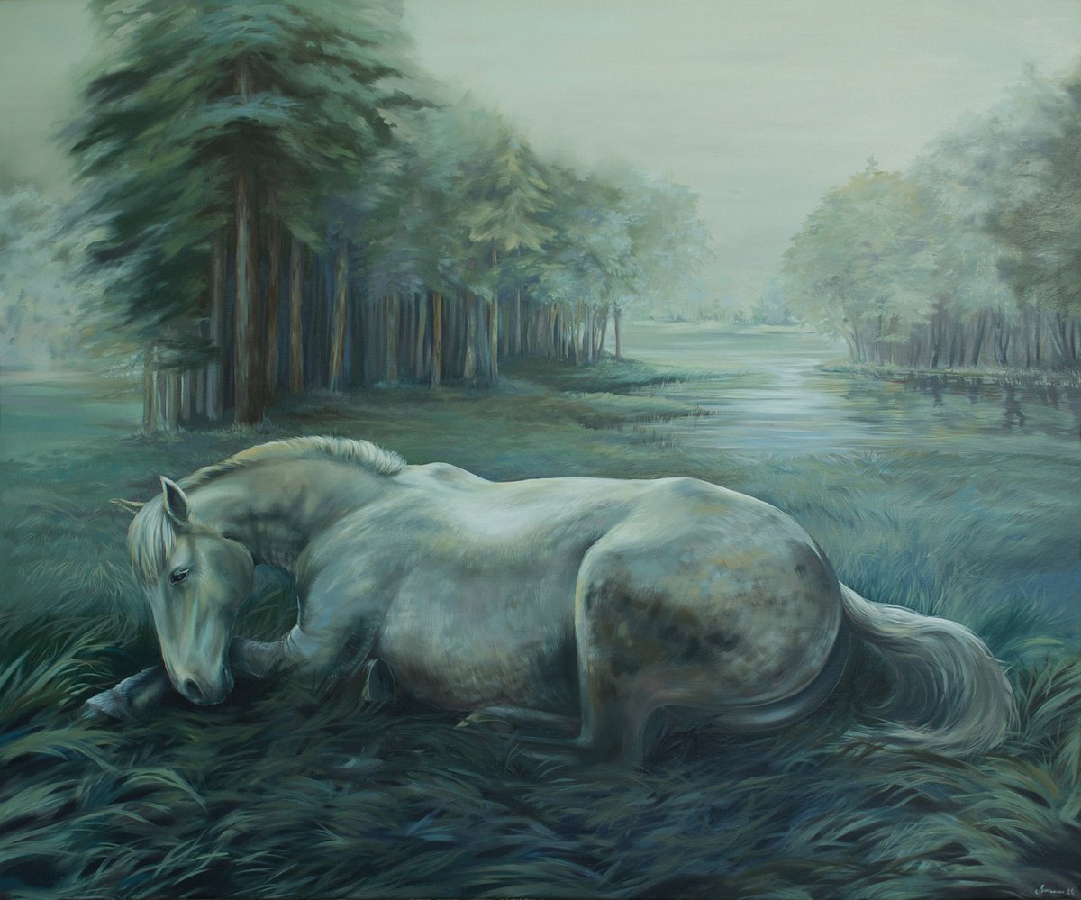 Impressionistic Landscape Oil Painting By Anastasia Parfilo, 51 X 43, Loneliness, Original Artwork