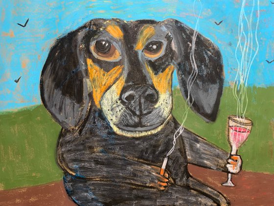 Smoking Dachshund #2