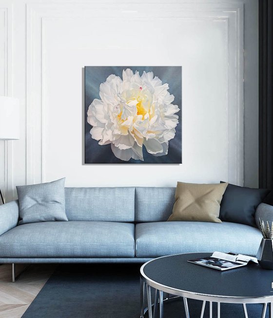 Snow-white peony
