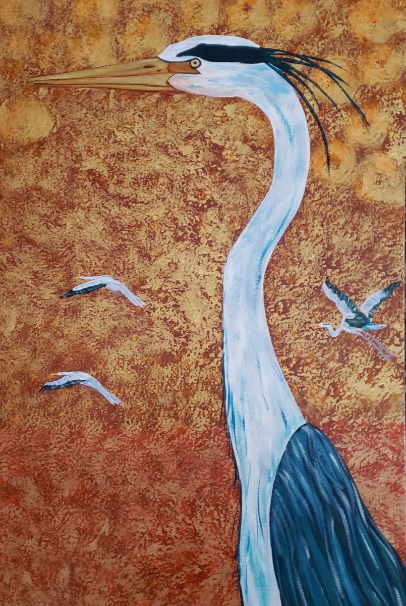 Impressionistic Animal Acrylic Painting By Cathy Maiorano, 20 X 30, Autumn