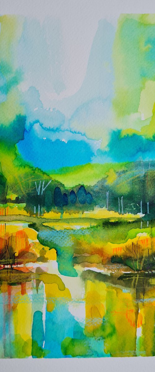 Reflections in the sunshine 24x32cm by Simon Tünde