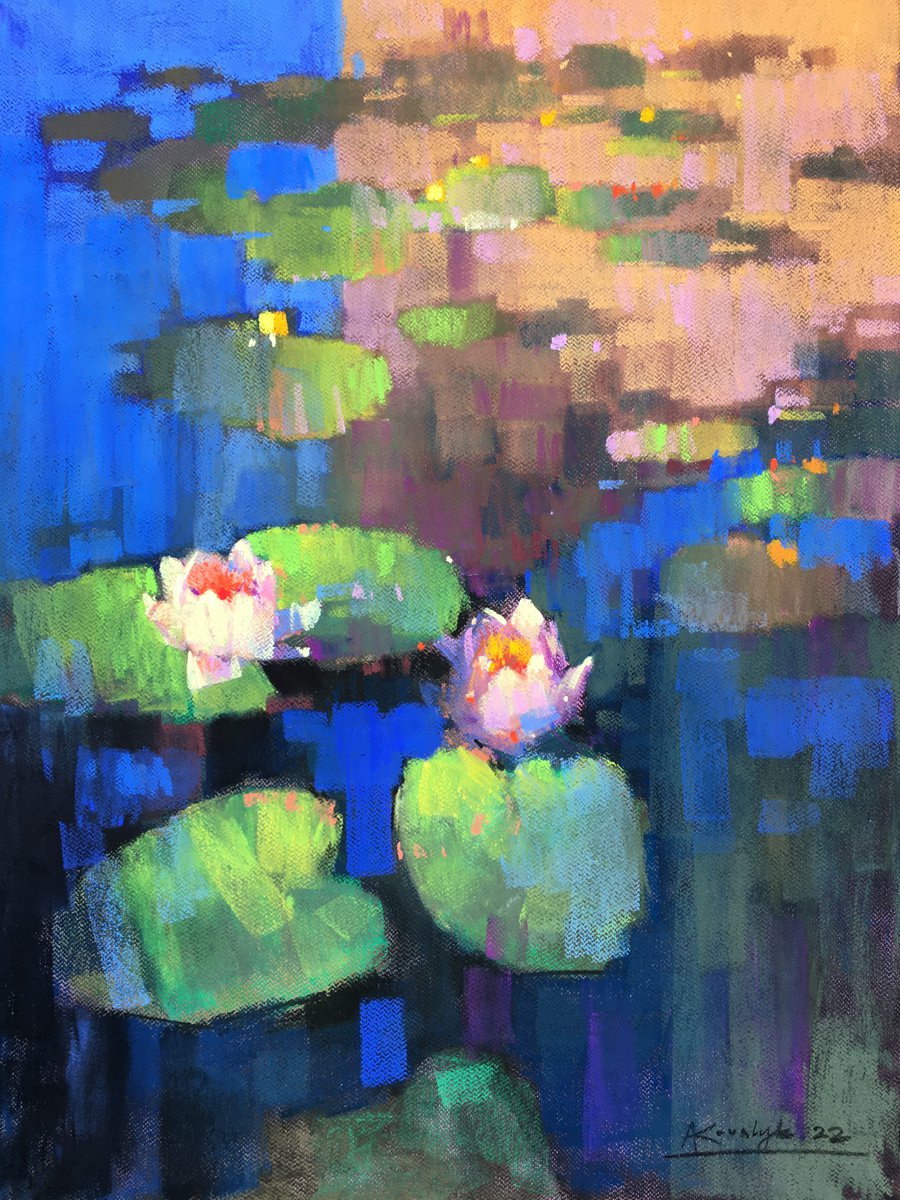 Water lilies near France castle d’Ainay-le-Vieil by Andrii Kovalyk