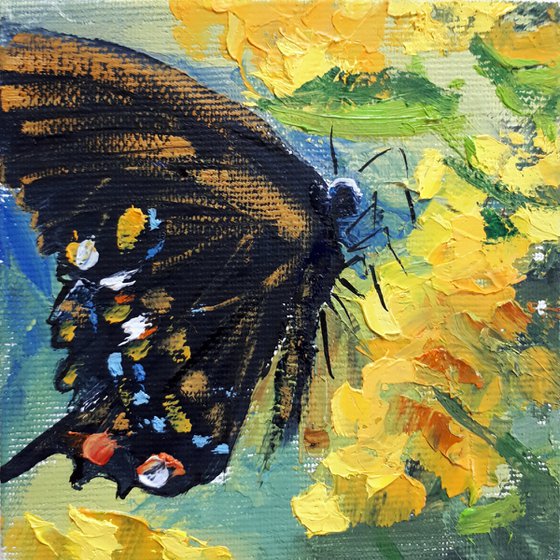 Butterfly #1 in frame / FROM MY A SERIES OF MINI WORKS / ORIGINAL OIL PAINTING