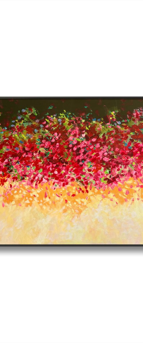 Love Delights! Pink and Yellow abstract! Bougainvillea art by Amita Dand