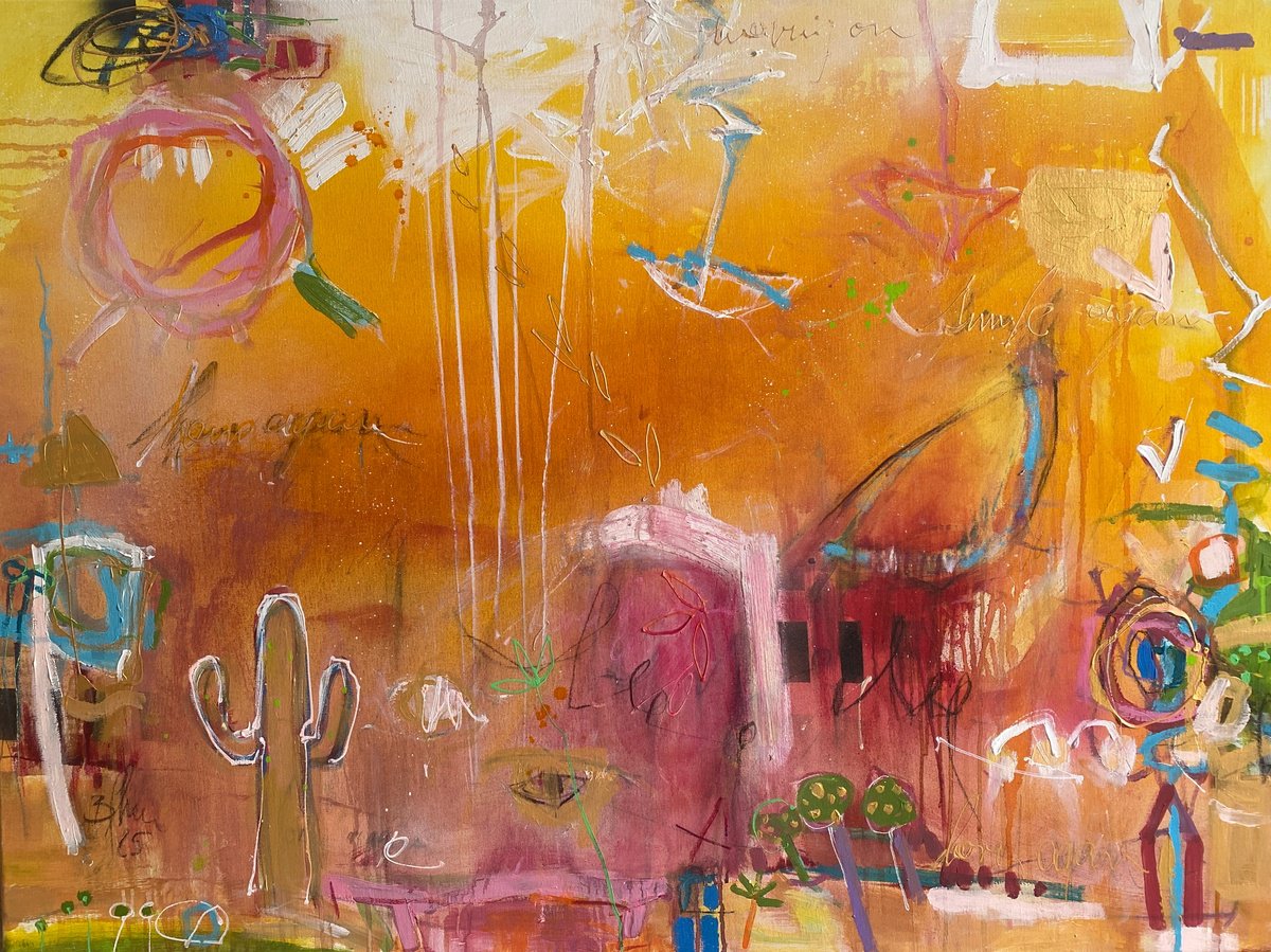 Organic Abstract Painting By Bea Schubert, 47 X 35, Home Again No.2, Original Artwork