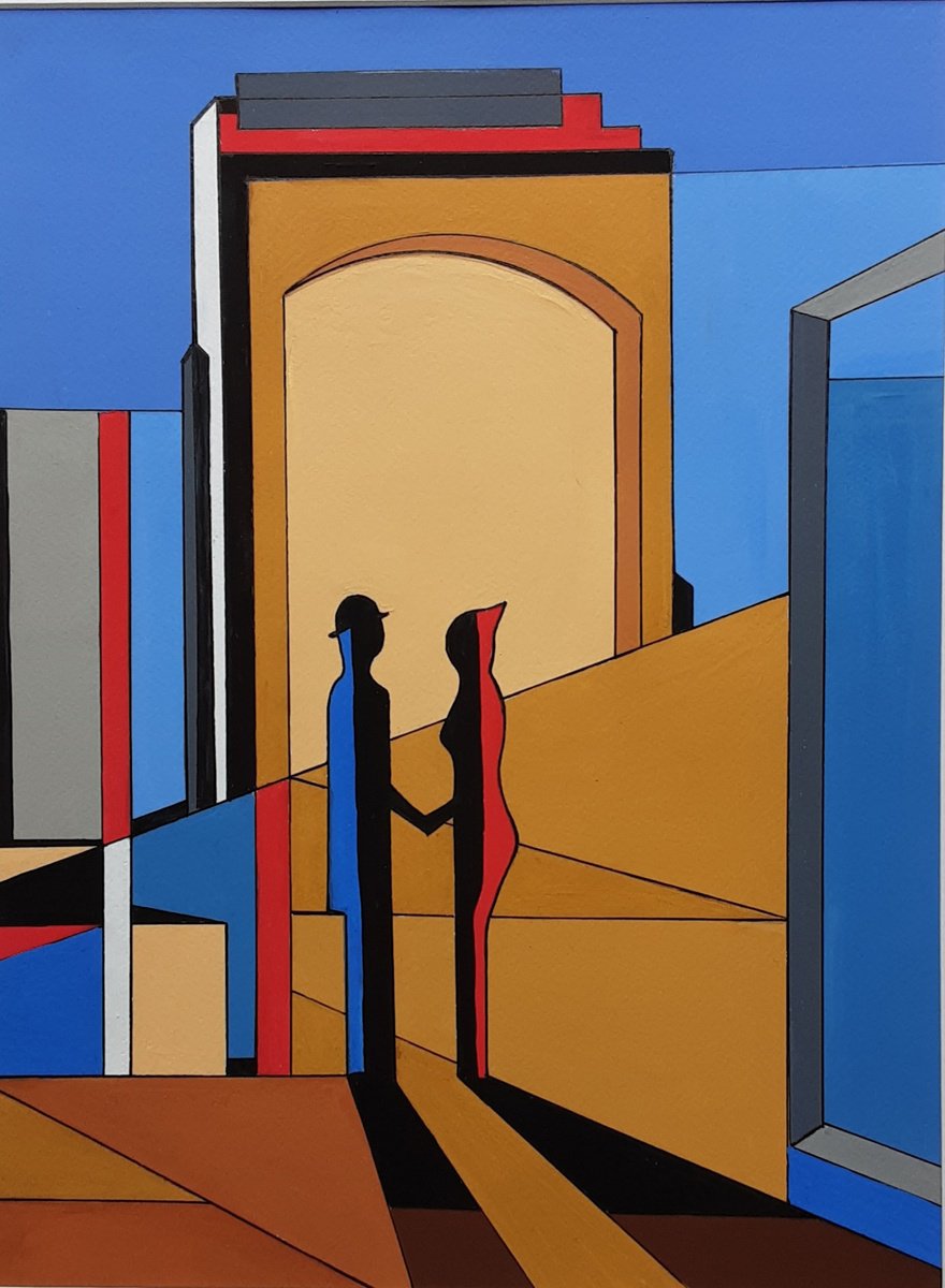 Impressionistic Portrait Painting By Paul Heron, 17 X 21", Rene And Georgette Magritte Ii, Original Artwork