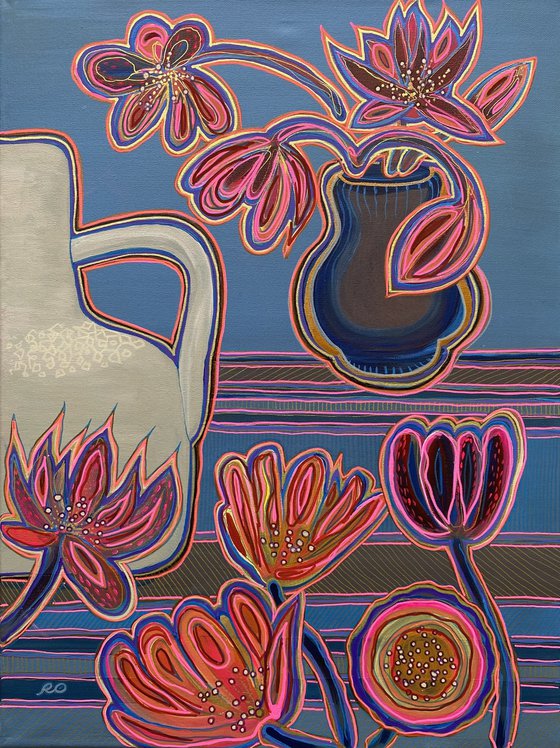 Jugs with tulips