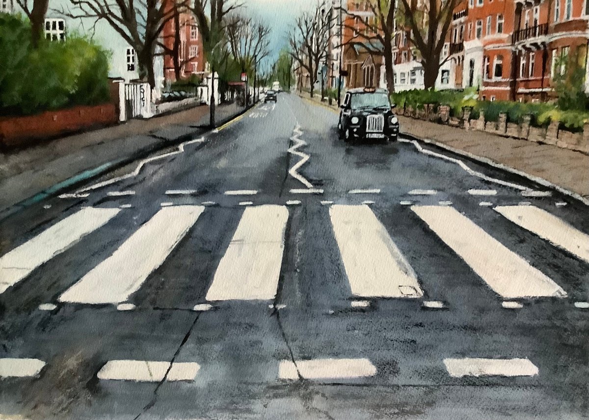 Impressionistic Cityscapes Painting By Darren Carey, 15 X 11, Abbey Road, Original Artwork