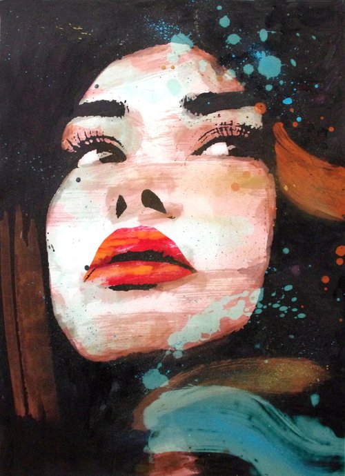"Sensual" Portrait of a beautiful lady - New Contemporaray Urban Art by Joel Imen
