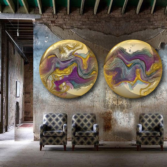 Mundos IV/XL large circular diptych, set of 2