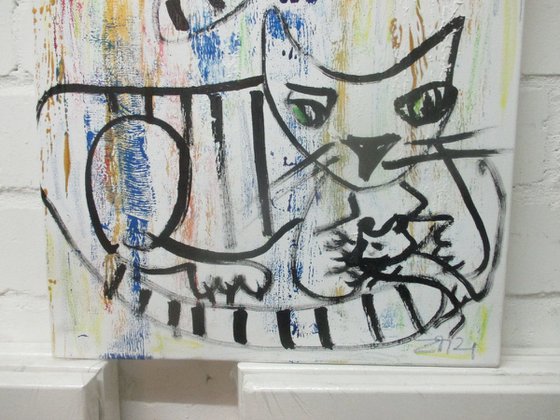 wild blue cats xl acrylicpainting  23,5 x 39,4inch