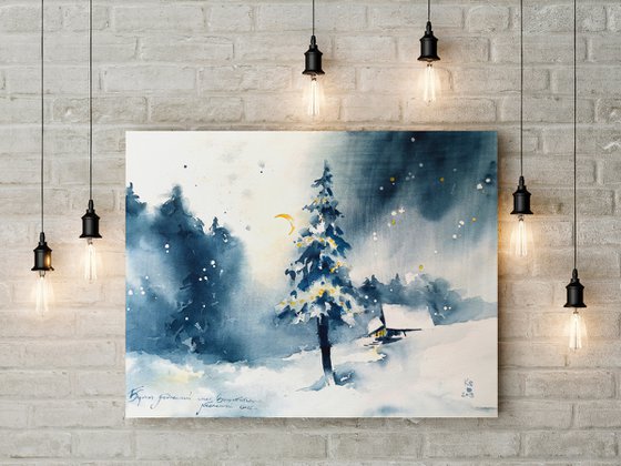 "Winter coziness" v.2 Original watercolor painting