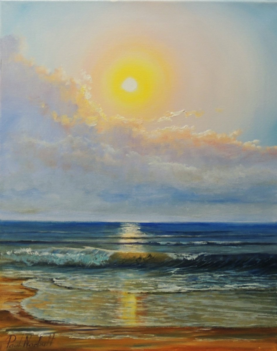 Photorealistic Landscape Oil Painting By Paul Narbutt, 16 X 20", The Circle Of Fire, Original Artwork