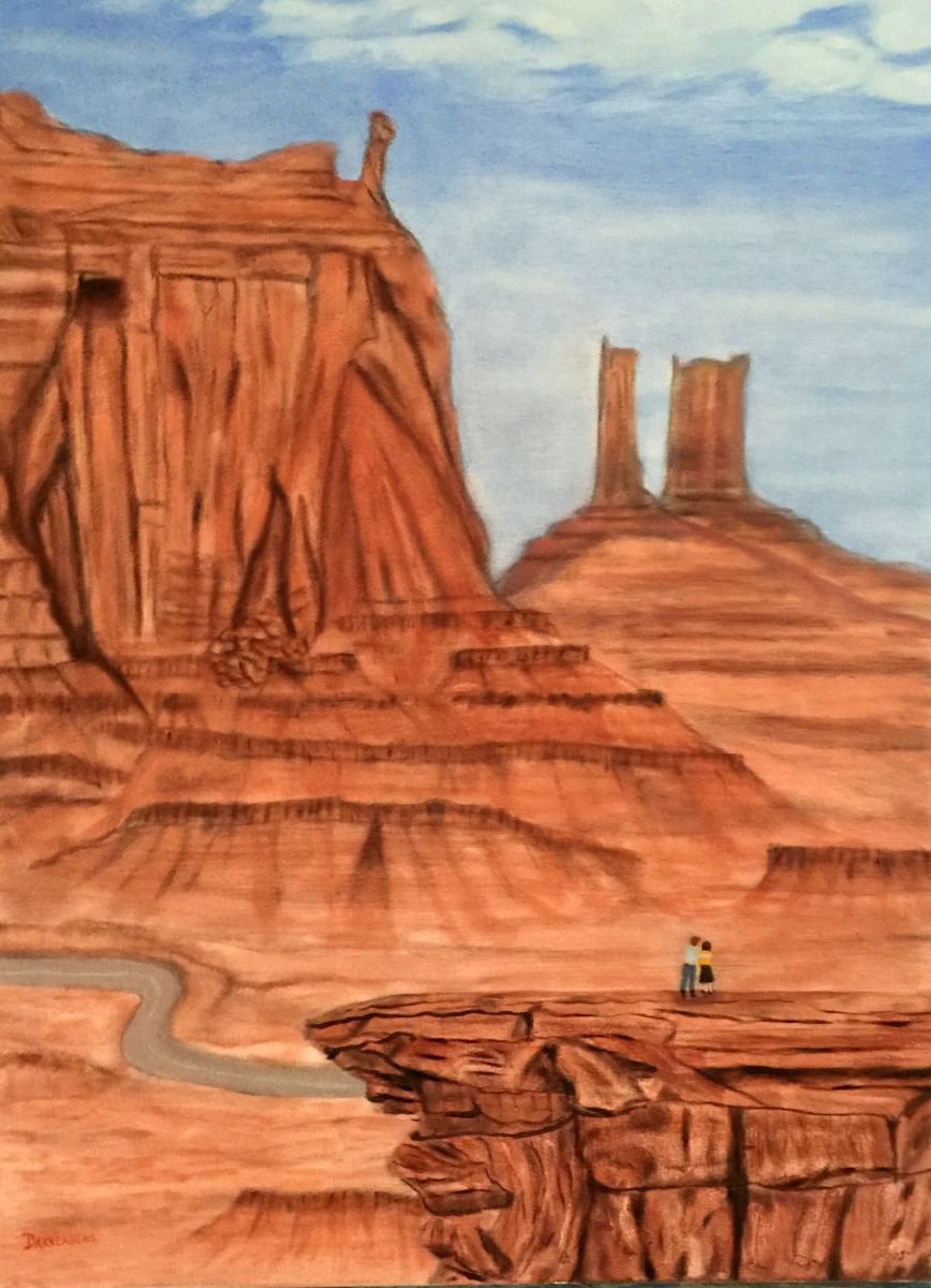 Photorealistic Landscape Oil Painting By Leslie Dannenberg, 18 X 24", Enjoying The View, Original Artwork