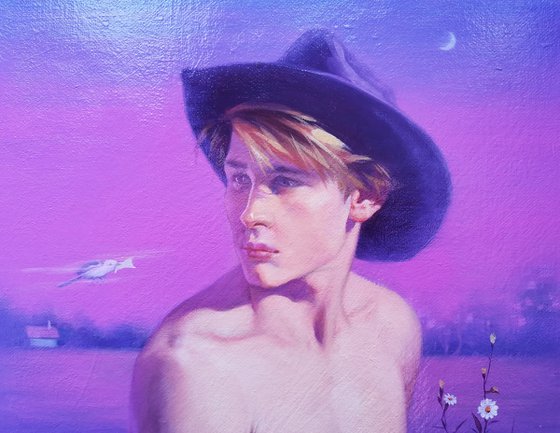 Cowboy in Purple sunset