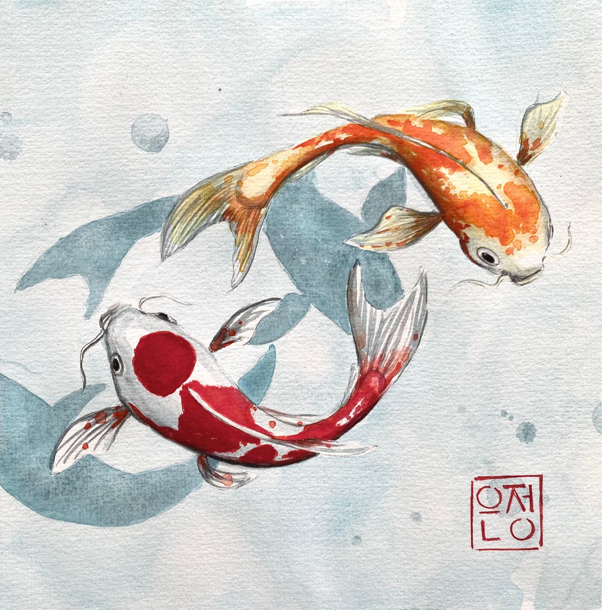 Koi fish, watercolor study by Natali pArt