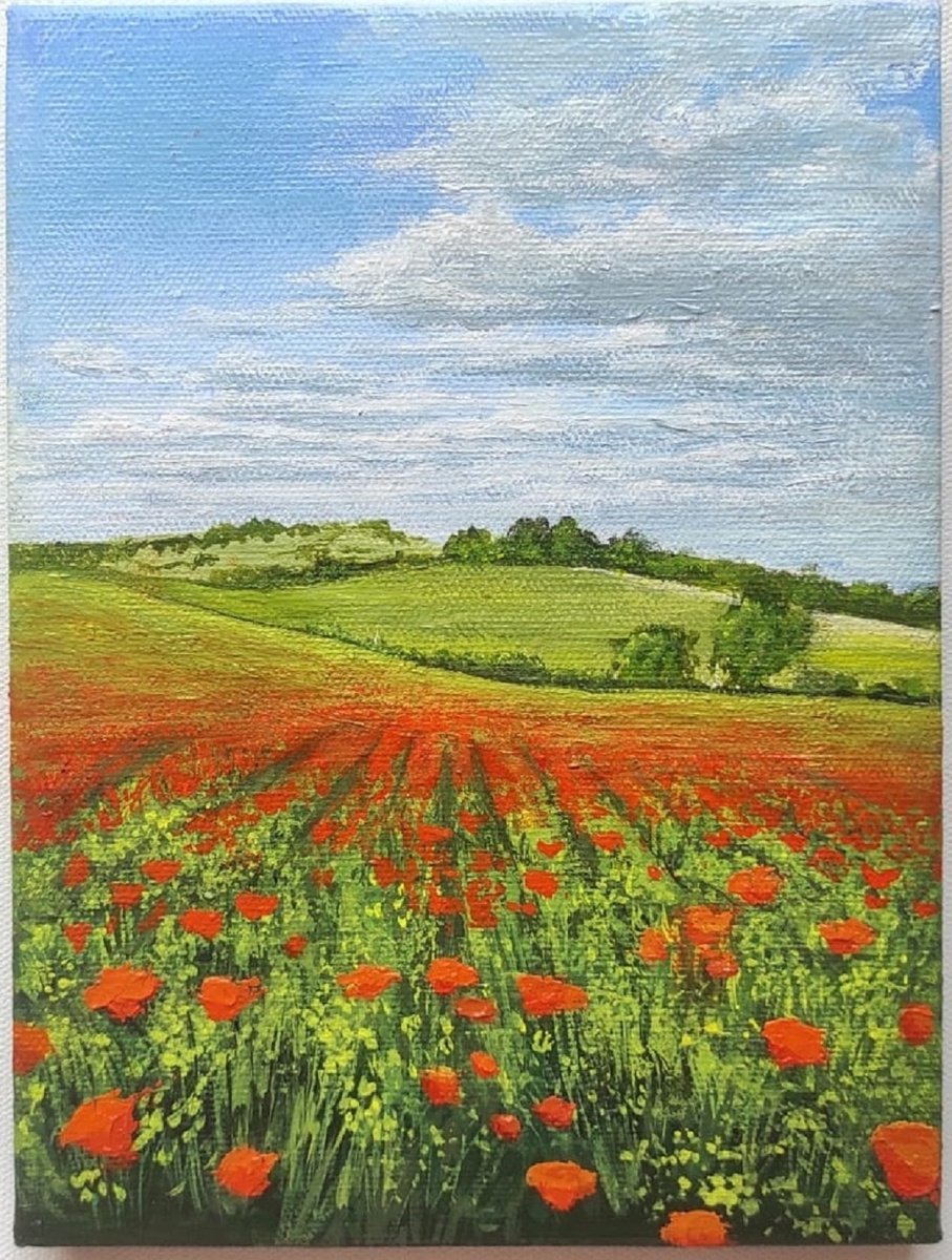 Poppy Field | Original Acrylics Painting | 2022 by Kashika