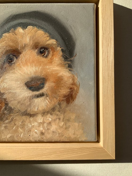 Custom pet portrait in frame