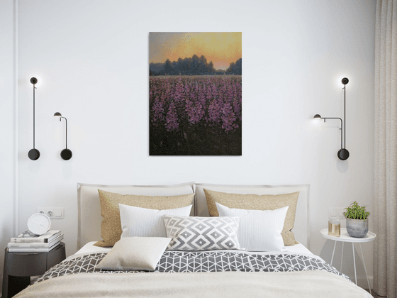 Sunset Over The Fireweed Field