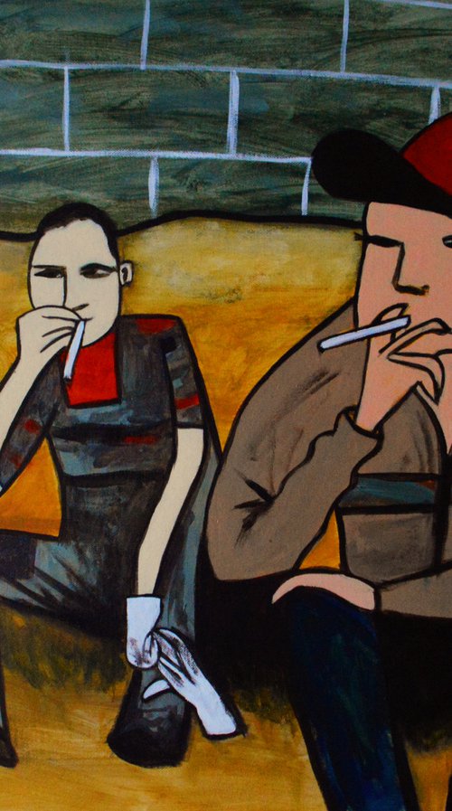 Workers on a smoke break by Ann Zhuleva