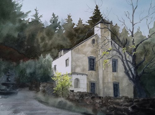 Rural Cottage by Olga Beliaeva Watercolour