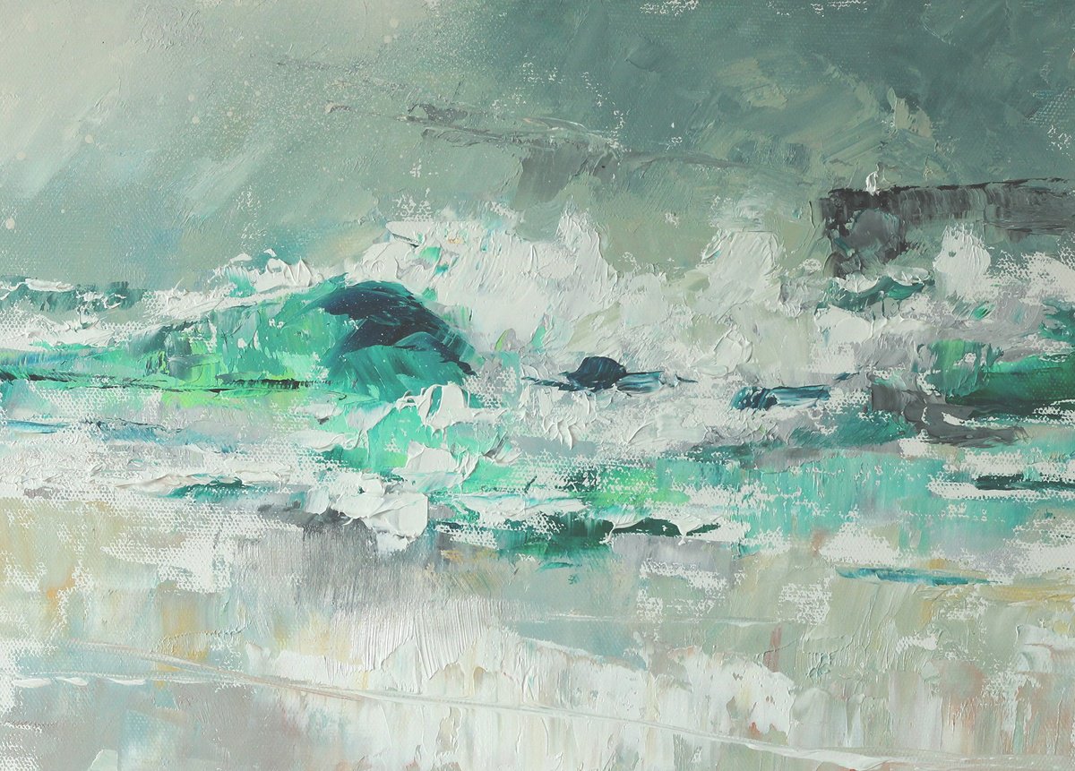 Impressionistic Landscape Oil Painting By Bill Mcarthur, 18 X 14, Surf