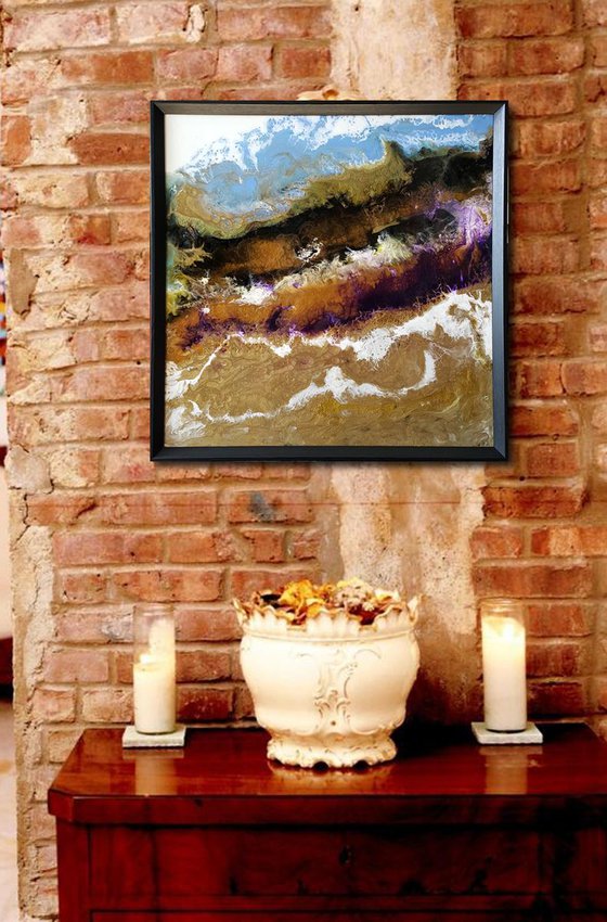 Painting abstract " Golden dreams " fluid epoxy resin artwork