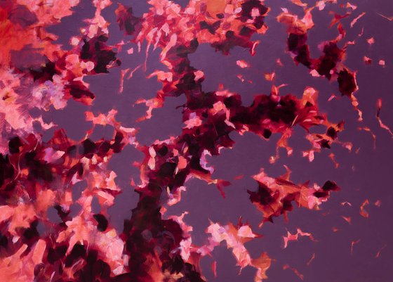 Violet, pink and red floral abstraction, impressionism inspired UNSTRETCHED
