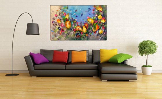 "Flowers" VERY LARGE Floral Painting