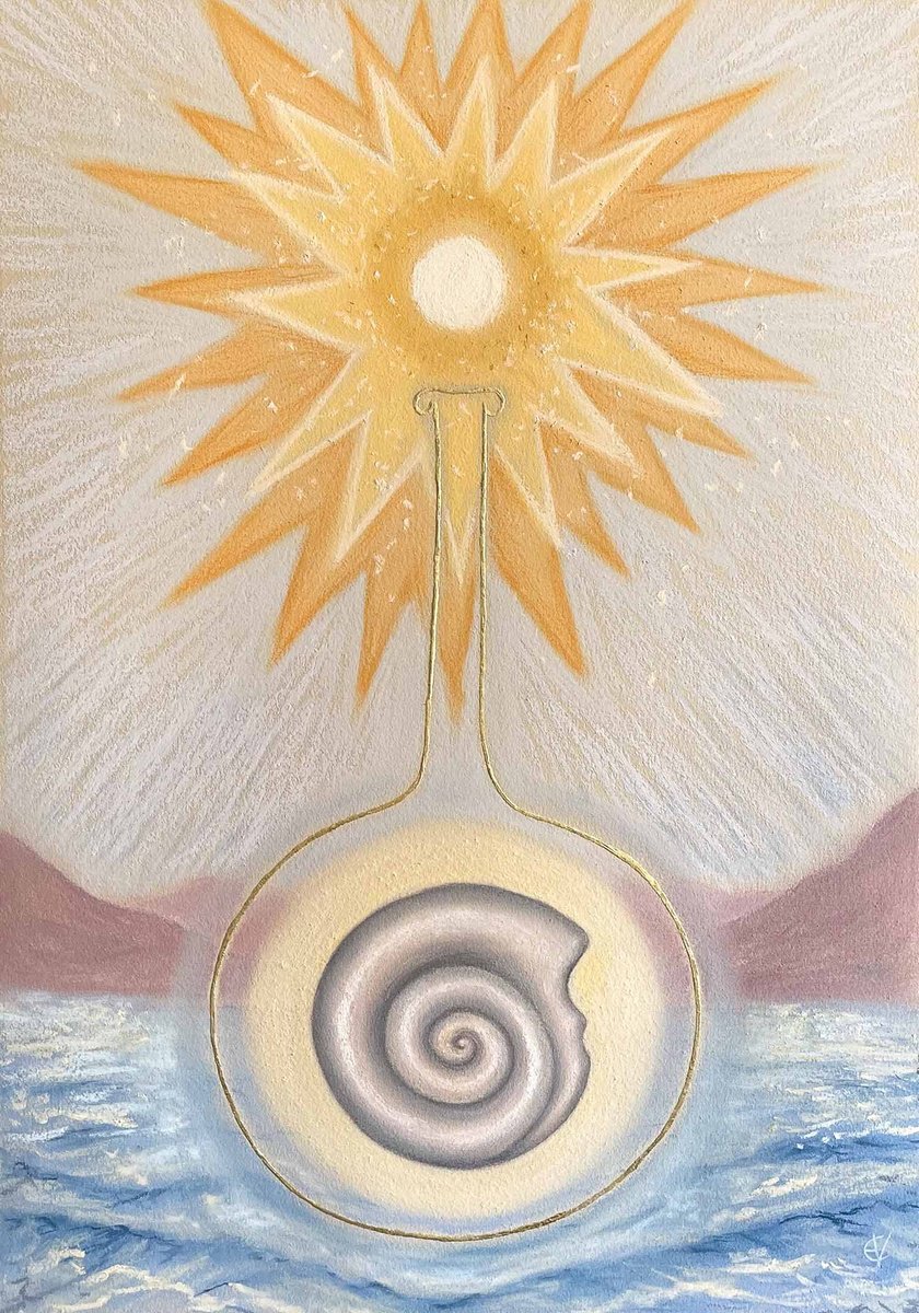 Surrealistic Landscape Painting By Eve Devore, 14 X 19, Answering The Call, Original Artwork