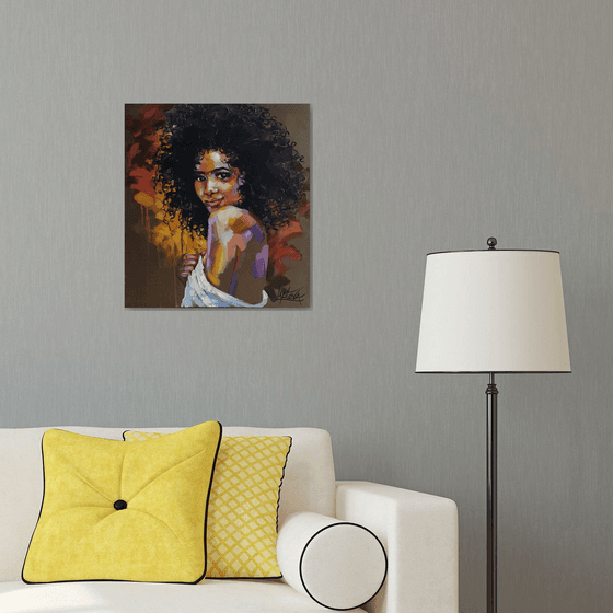 Painting portrait of a black girl - Fun