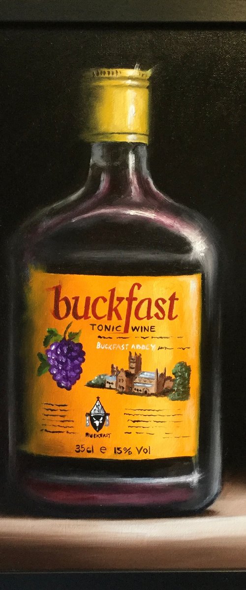 Buckfast tonic wine still life by Jane Palmer Art