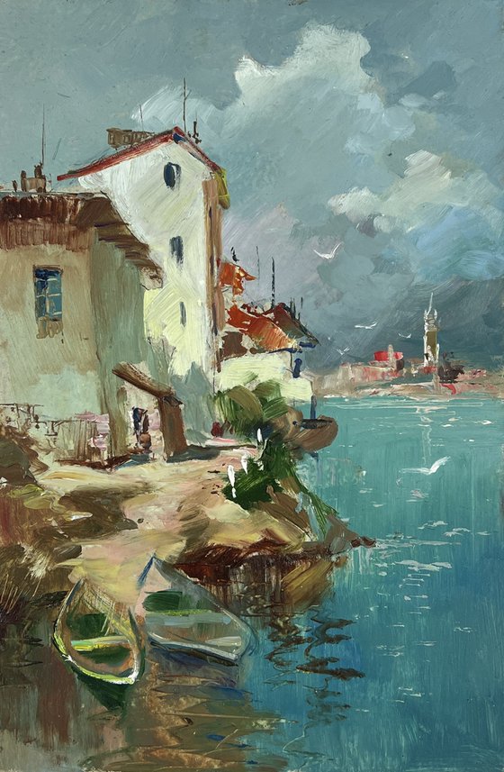 Two Boats at a Coastal House