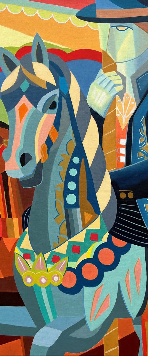 Golden Ride Expressionist Carousel Themed Art by Dania Sierra