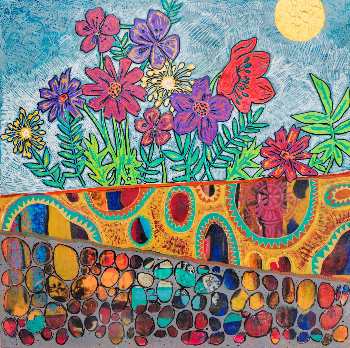 Illustrative Botanical Acrylic Painting By Ariadna De Raadt, 16 X 16, Spring Time, Original Artwork