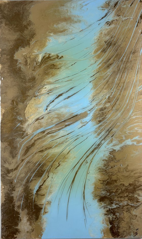 Sahara - Gold Blue Desert Abstract.