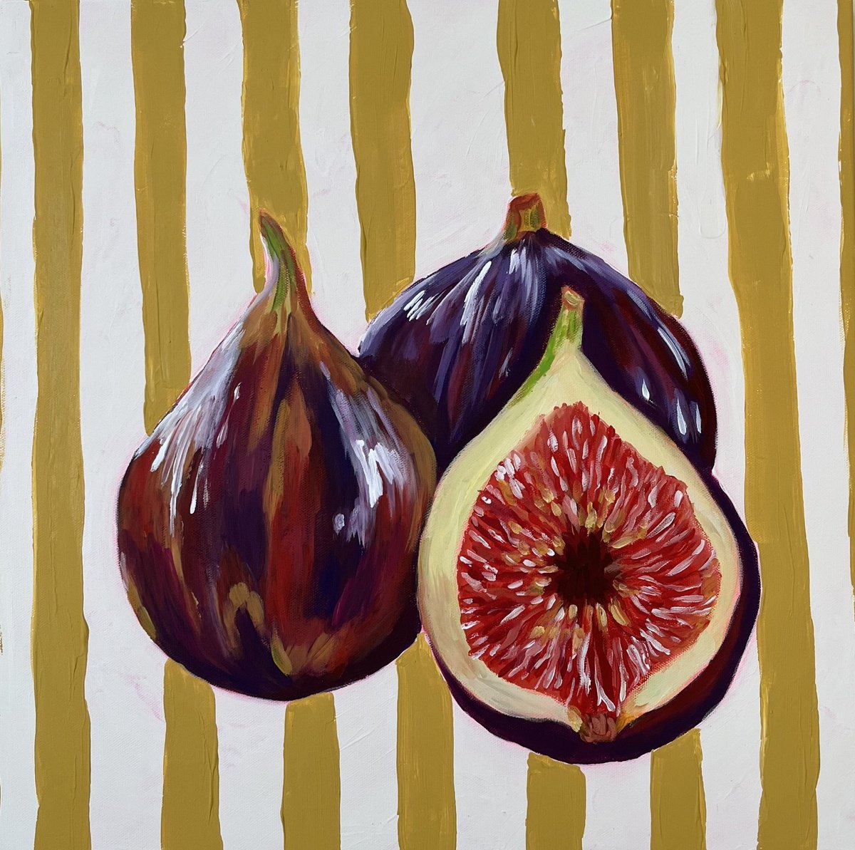 Vintage Striped Figs By Dal Kaur, 20 X 20, Artwork For Sale On Artfinder