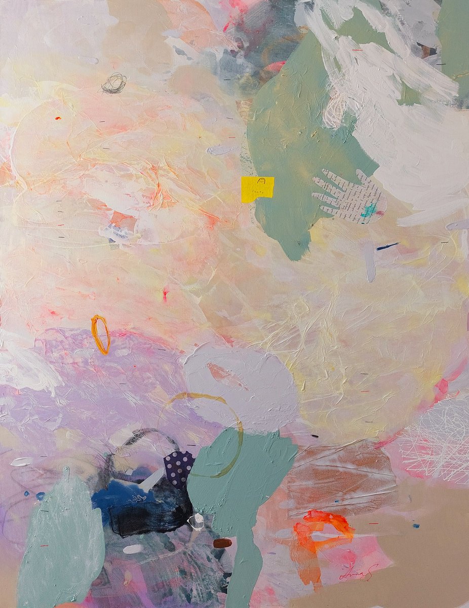 Expressive Abstract Acrylic Painting By Anna Silabrama, 41 X 53, Infinity Games, Original Artwork