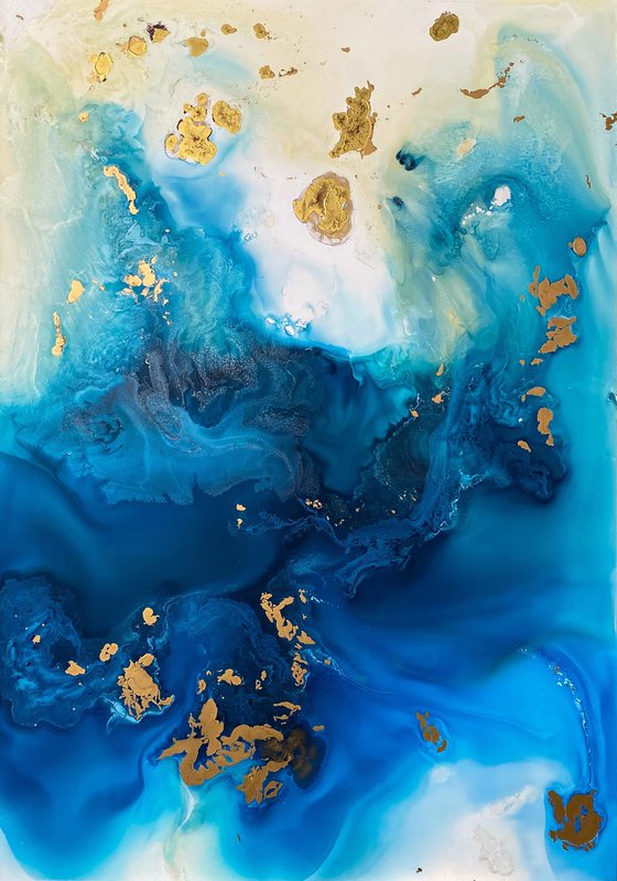 Abstract Ocean Gold 70x100