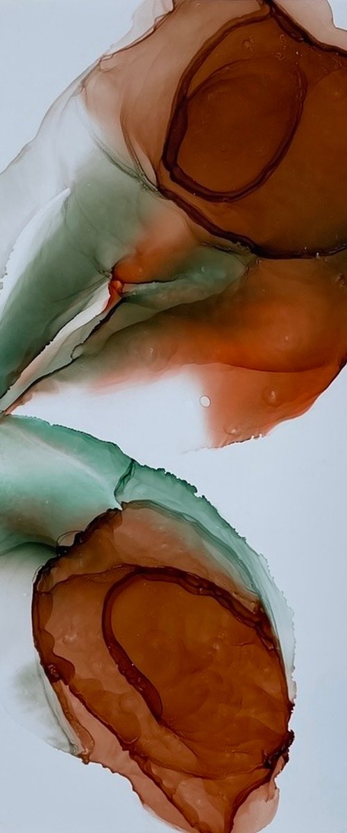 BROWN GREEN BUTTERFLY - alcohol ink , plastic paper by Svetlana Martin